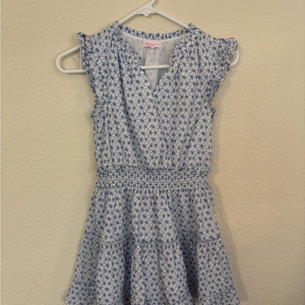Design History Blue and White Star Pattern Kids Dress